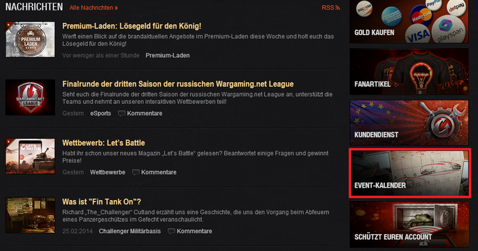 Unser neuer Event-Kalender geht live!  Hauptnachrichten  World of Tanks
