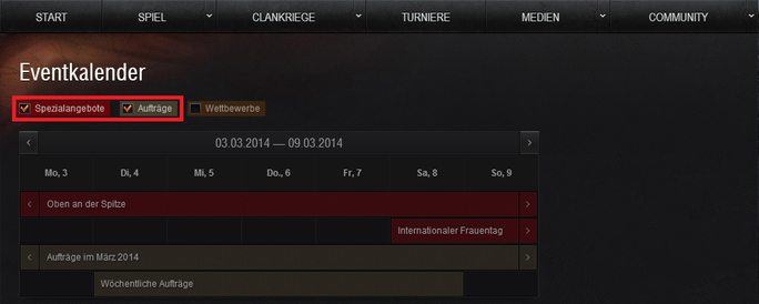 Unser neuer Event-Kalender geht live!  Hauptnachrichten  World of Tanks